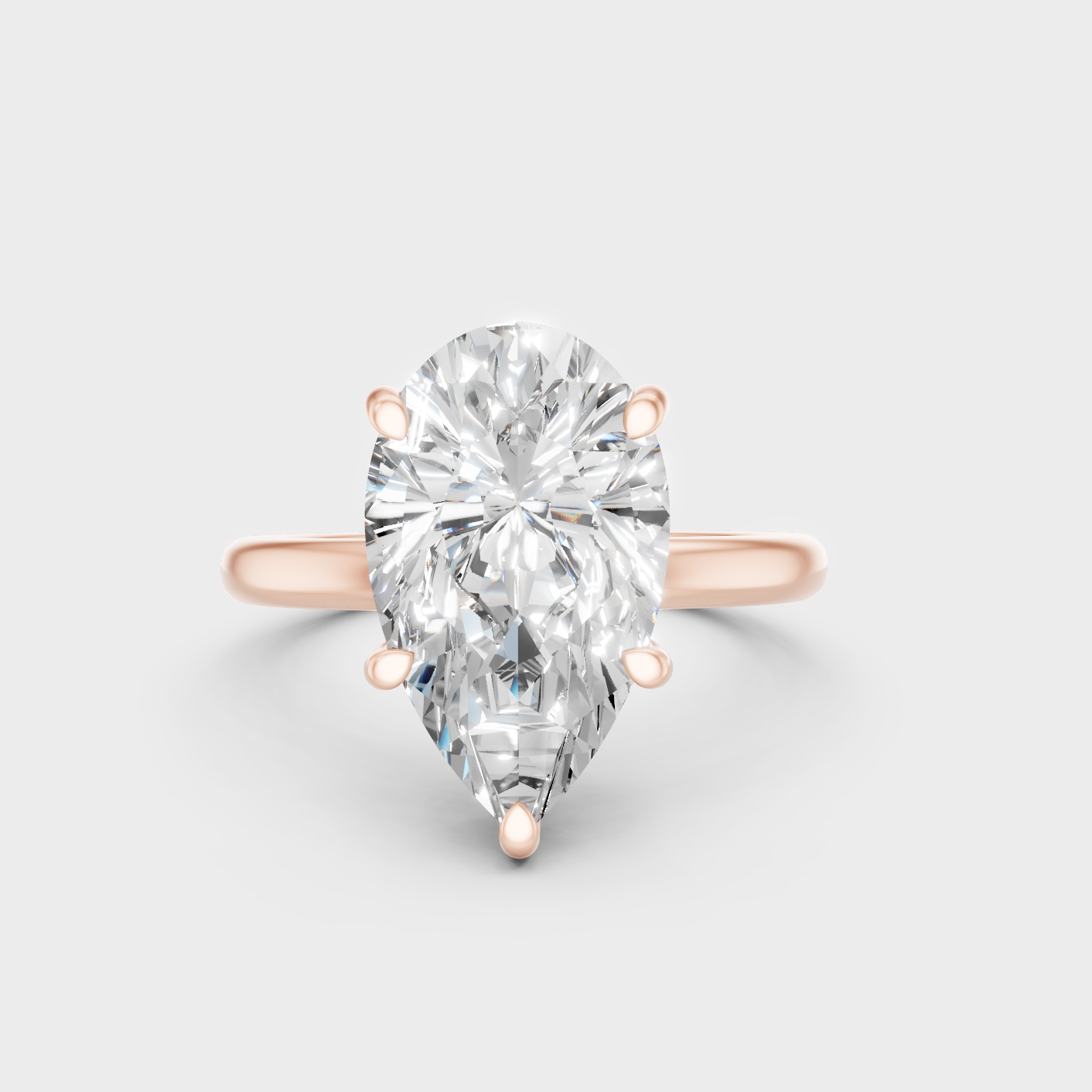 Pear Diamond Engagement Ring 1.5 To 4.5 Ct Lab Grown In Rose Gold Elegant Style